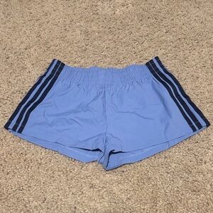 Edikted Light Blue Athletic Shorts with Navy Stripes
